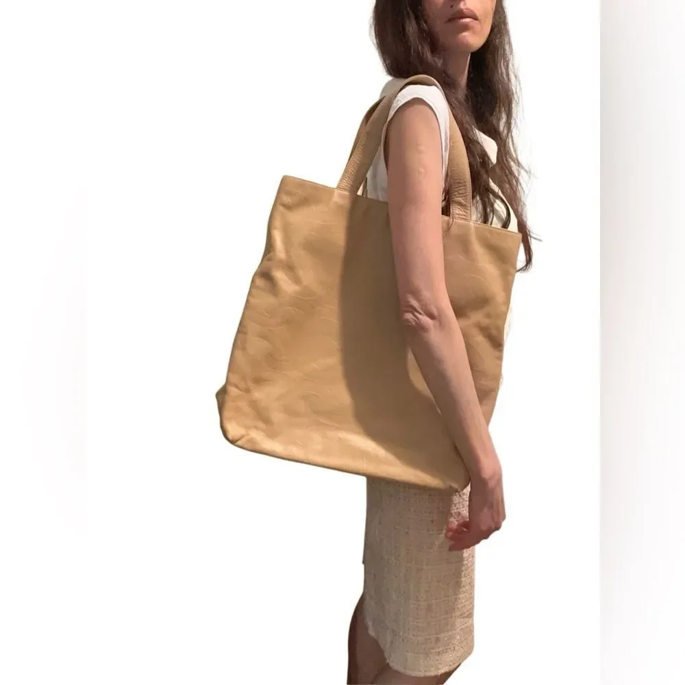 CHANEL Tan Tote Bag with Spacious Design